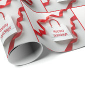 Happy Holidays Gift Bags With Red Ribbons Cadeaupapier (Rol Hoek)