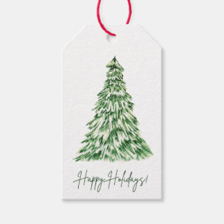 Happy Holidays Gift Tag | Watercolor Holiday Tag Cadeaulabel