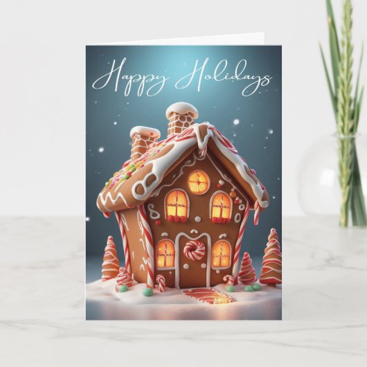Happy Holidays Gingerbread House Christmas Card Feestdagen Kaart (Voorkant)
