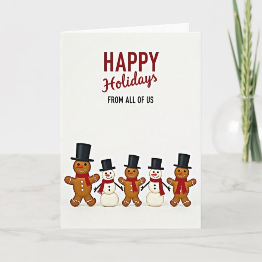 Happy Holidays Gingerbread Snowmen Card Kaart (Voorkant)