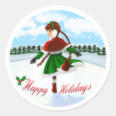 Happy Holidays Girl Sticker (Voorkant)