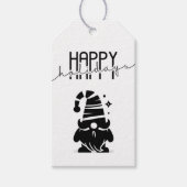 Happy Holidays Gnome Chic Grunge Black & White Cadeaulabel (Voorkant)