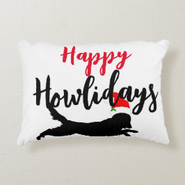 Happy holidays grappige witte zwarte rode Kerstmis Accent Kussen