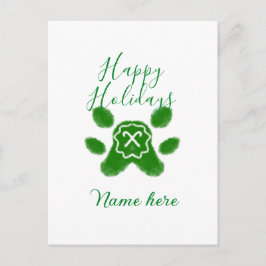 Happy holidays green dog pet paw candy cane animal feestdagenkaart