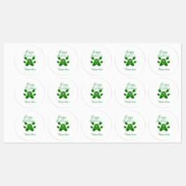 Happy holidays green dog pet paw candy cane animal labels