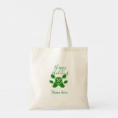 Happy holidays green dog pet paw candy cane animal tote bag (Achterkant)