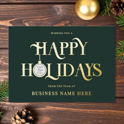 Happy Holidays Green Modern Logo Business Folie Feestdagenkaart