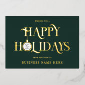 Happy Holidays Green Modern Logo Business Folie Feestdagenkaart (Voorkant)