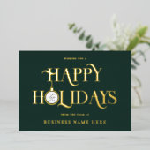 Happy Holidays Green Modern Logo Business Folie Feestdagenkaart (Staand Voorkant)