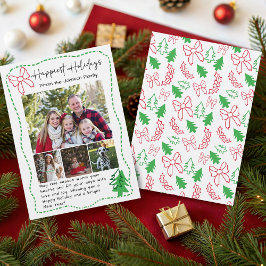Happy Holidays Hand Drawn Christmas Doodles Photo Feestdagenkaart