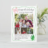 Happy Holidays Hand Drawn Christmas Doodles Photo Feestdagenkaart (Staand voorkant)