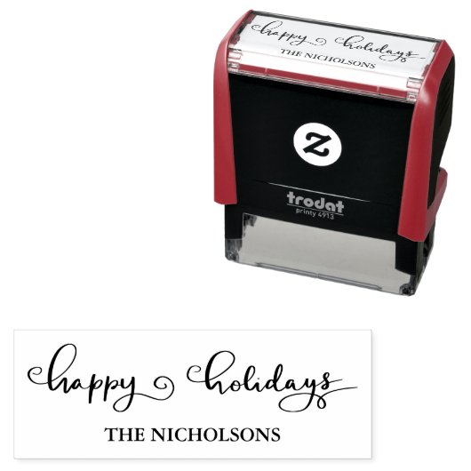 Happy Holidays Handwritten Script Holiday Self-ink Zelfinktende Stempel (In situ)