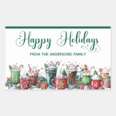 Happy Holidays Hot Cocoa Festive Rechthoekige Sticker (Voorkant)