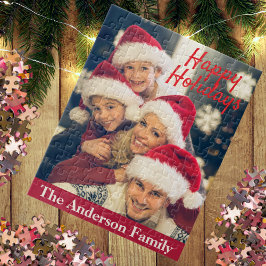 Happy Holidays I Family Name Personalized Photo  Legpuzzel
