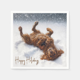 Happy Holidays Irish Setter Snow Angel Servet