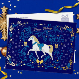 Happy Holidays Jingle Horse Foil Holiday Post Card Folie Feestdagen Briefkaart