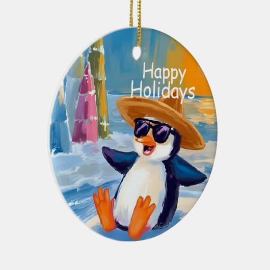 "Happy Holidays" Keramisch Ornament (Rechts)