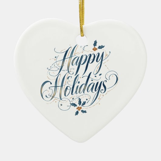 Happy Holidays Merry Christmas Family New Year Keramisch Ornament (Voorkant)