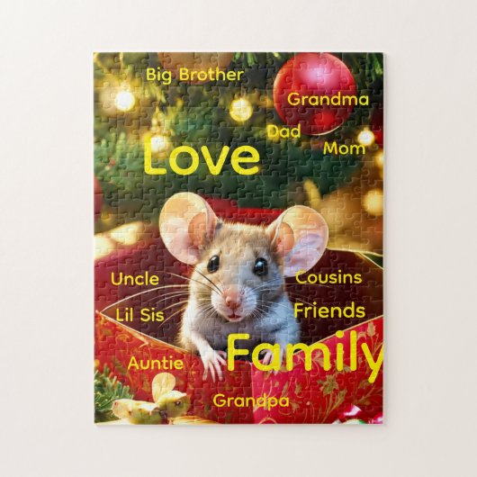 Happy Holidays Merry Christmas Mouse Love Puzzle  Legpuzzel (Verticaal)