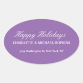 Happy Holidays Merry Christmas Pale Purple Family Ovale Sticker (Voorkant)