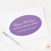 Happy Holidays Merry Christmas Pale Purple Family Ovale Sticker (Envelop)