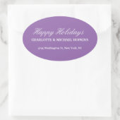 Happy Holidays Merry Christmas Pale Purple Family Ovale Sticker (Tas)