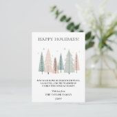 Happy Holidays Minimalist Boho Forest Trees Feestdagenkaart (Staand voorkant)