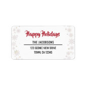 Happy Holidays Modern Chic Typography Snowflakes Etiket (Voorkant)