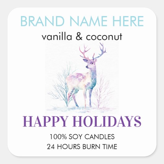 Happy Holidays Modern Deer Candle Label  (Voorkant)