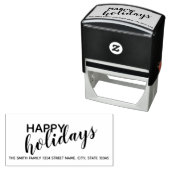 'Happy Holidays' Modern Holiday Return Address Zelfinktende Stempel (In situ)
