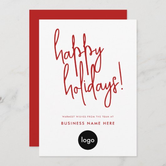 Happy Holidays Modern Minimal Business Feestdagenkaart (Voorkant / Achterkant)