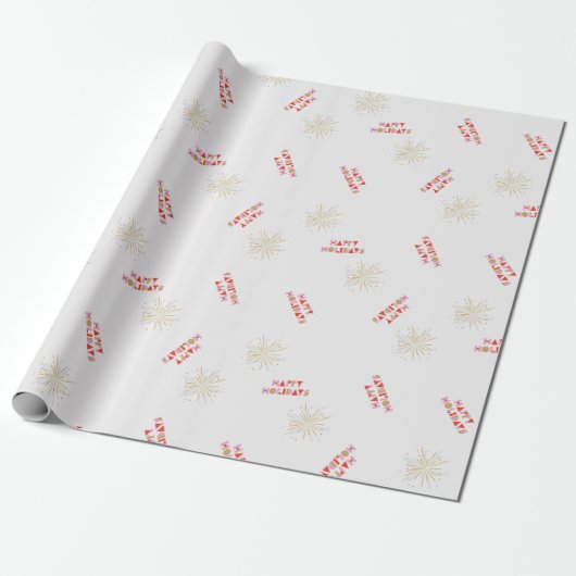 Happy Holidays Modern Sparkles Gift Cadeaupapier (Uitgerold)