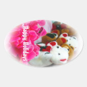 Happy Holidays Ovale Sticker (Voorkant)