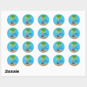 Happy Holidays Palm Tree in Sand Ronde Sticker (Vel)