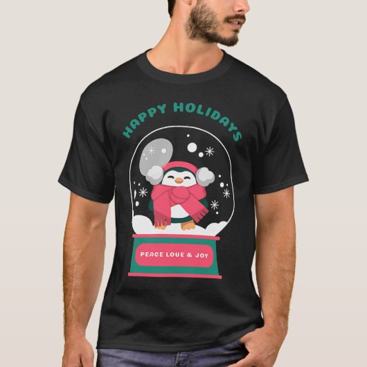 Happy Holidays Peace Love and Joy T-shirt (Voorkant)