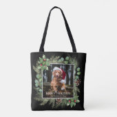Happy Holidays Pet Photo Wreath Greenery  Tote Bag (Achterkant)