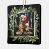 Happy Holidays Pet Photo Wreath  Keramisch Ornament (Links)