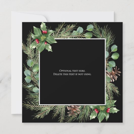 Happy Holidays Pet Photo Wreath Square Card (Achterkant)