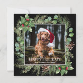Happy Holidays Pet Photo Wreath Square Card (Voorkant)