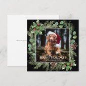Happy Holidays Pet Photo Wreath Square Card (Voorkant / Achterkant)