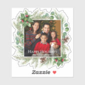 Happy Holidays Photo Wreath Greenery  Sticker (Vel)