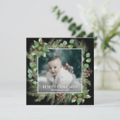 Happy Holidays Photo Wreath Square Christmas Card (Staand voorkant)