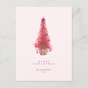 HAPPY HOLIDAYS Pink Christmas Tree Postcard Briefkaart
