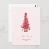 HAPPY HOLIDAYS Pink Christmas Tree Postcard Briefkaart (Voorkant / Achterkant)