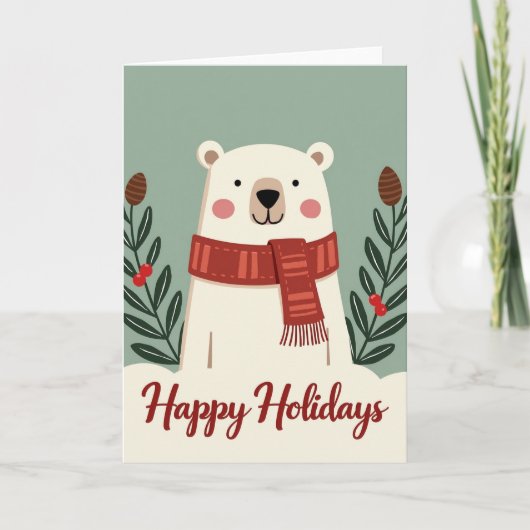 Happy Holidays Polar Bear Card Kaart (Voorkant)