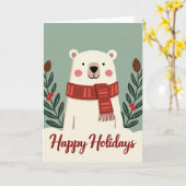 Happy Holidays Polar Bear Card Kaart (Gele Bloem)