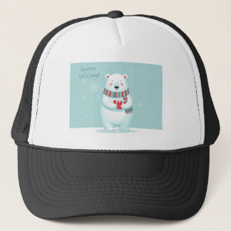 Happy Holidays Polar Bear Hat Trucker Pet