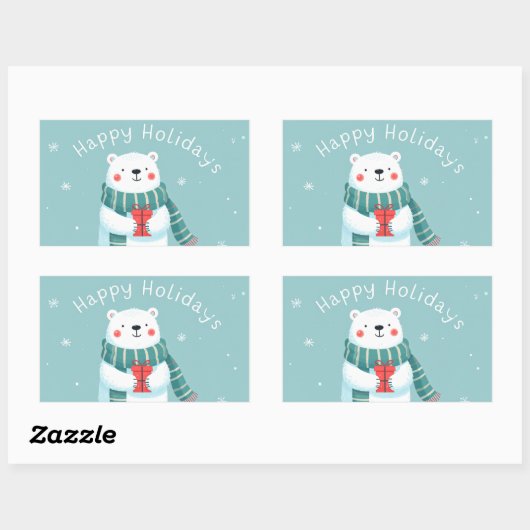 Happy Holidays Polar Bear Hug Sticker (Vel)