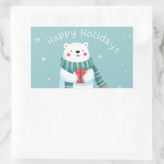 Happy Holidays Polar Bear Hug Sticker (Tas)
