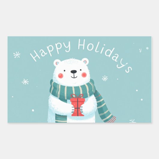 Happy Holidays Polar Bear Hug Sticker (Voorkant)